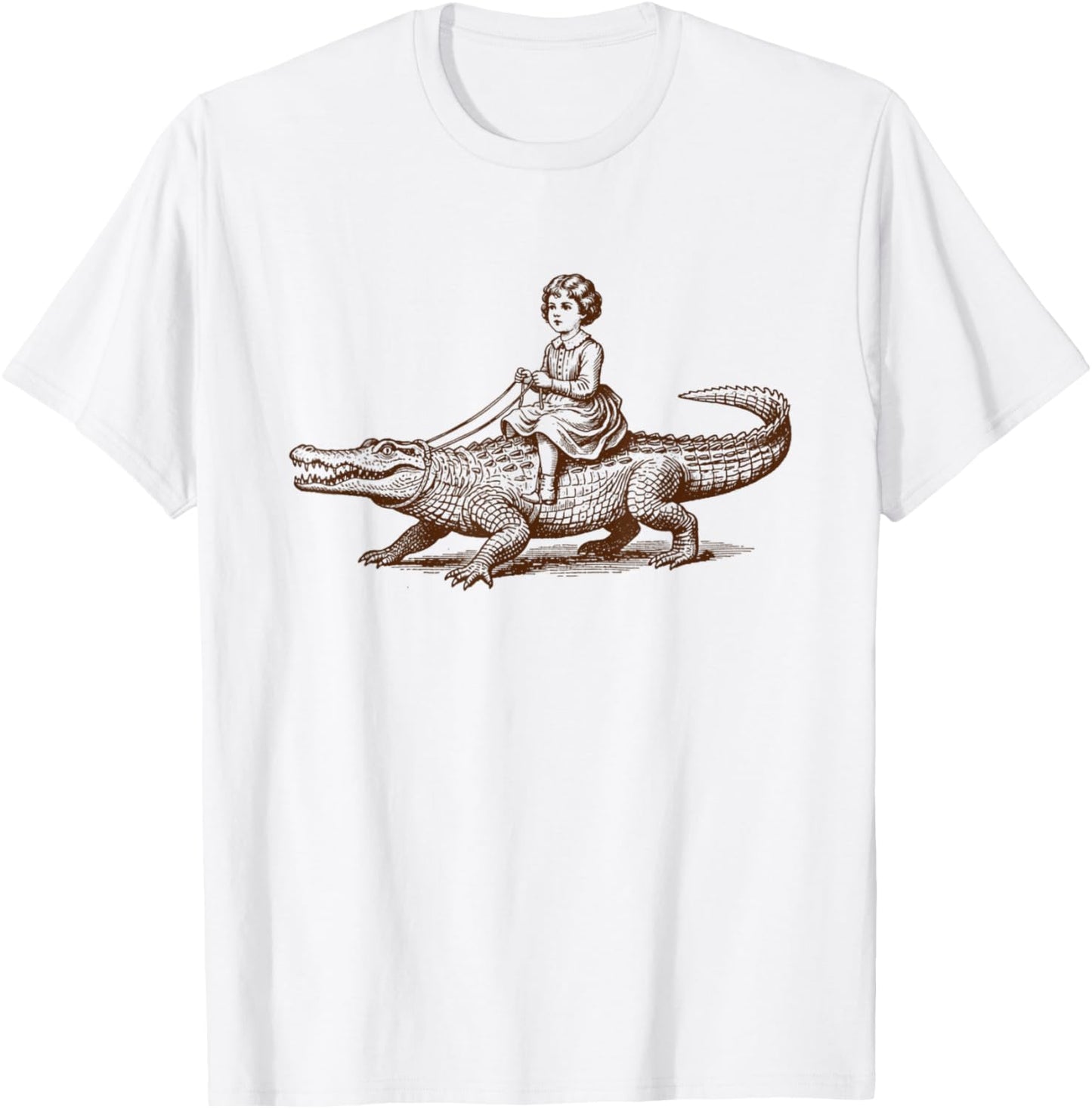 Alligator Lover Animal Lover Wildlife Girl Riding Alligator T-Shirt - T-Shirt | White