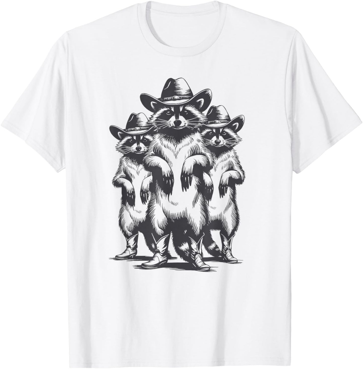 Vintage Racoon Trash Panda Cowboy Western Country Cowgirl T-Shirt - T-Shirt | White