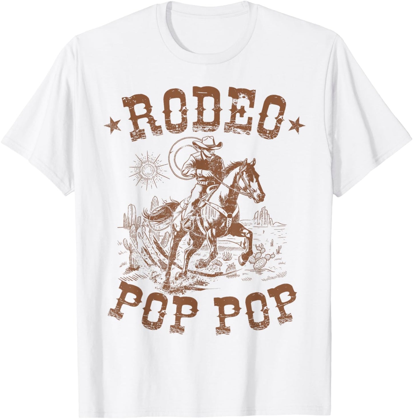 Rodeo Pop Pop Western Cowboy Family Matching Father's Day T-Shirt - T-Shirt | White