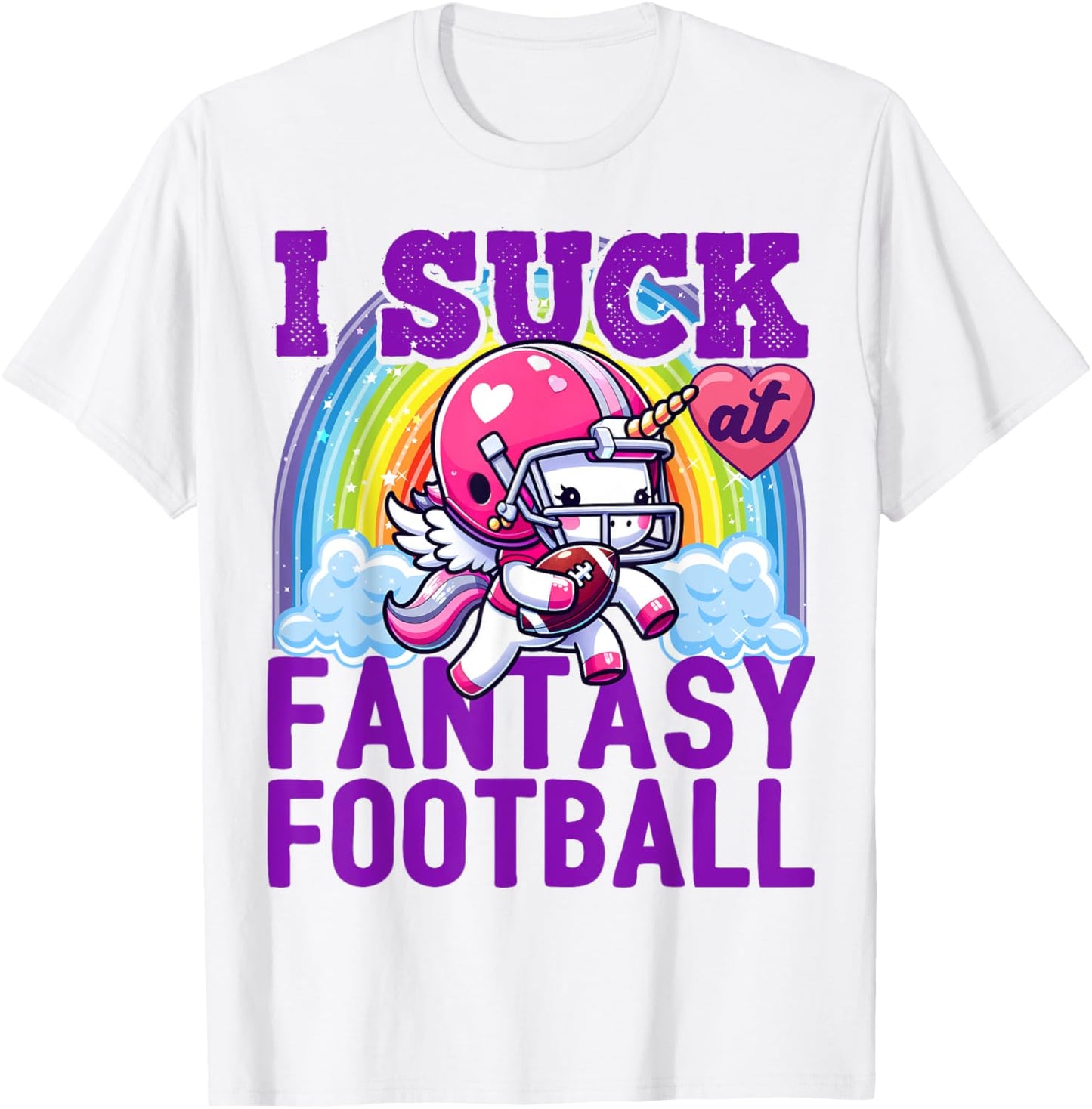 I Suck at Fantasy Football Unicorn Rainbow Loser Men T-Shirt - T-Shirt | White