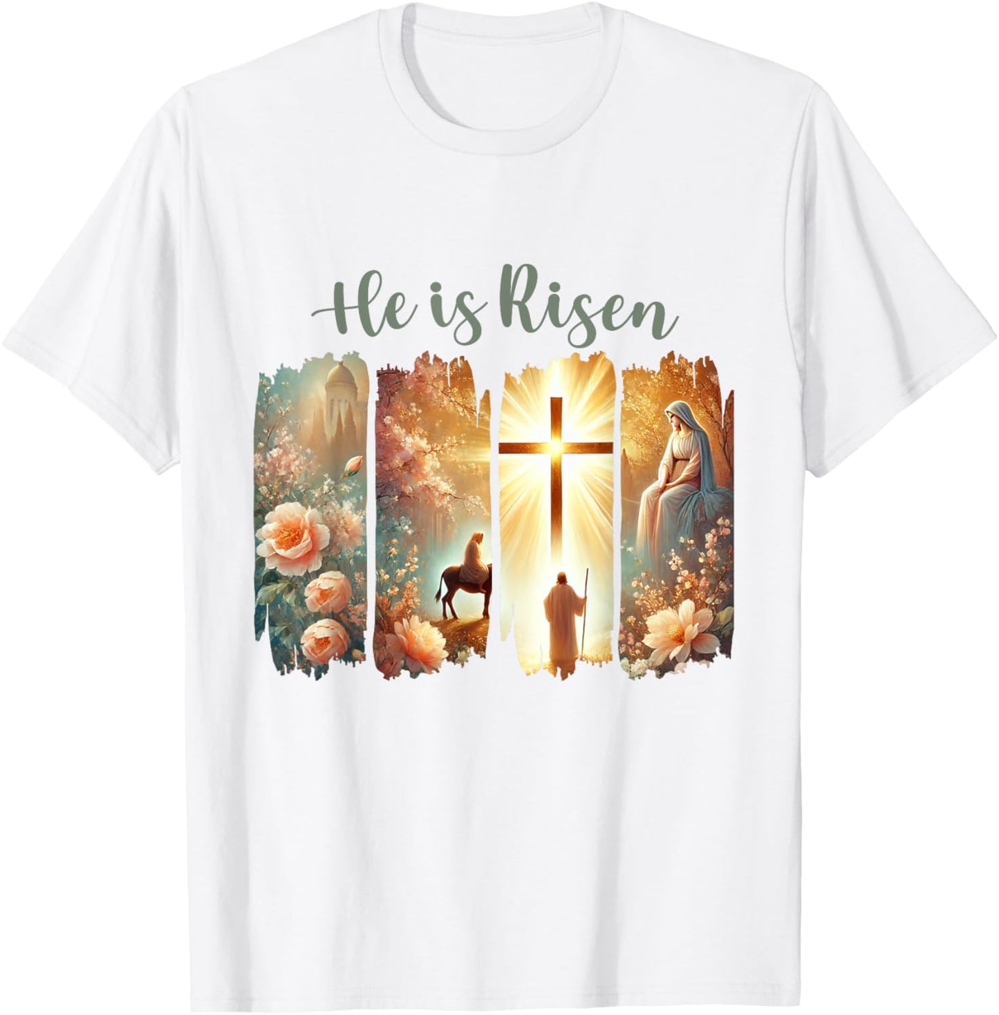 He is Risen Happy Easter Day Christian Jesus Church Faith T-Shirt - T-Shirt | White
