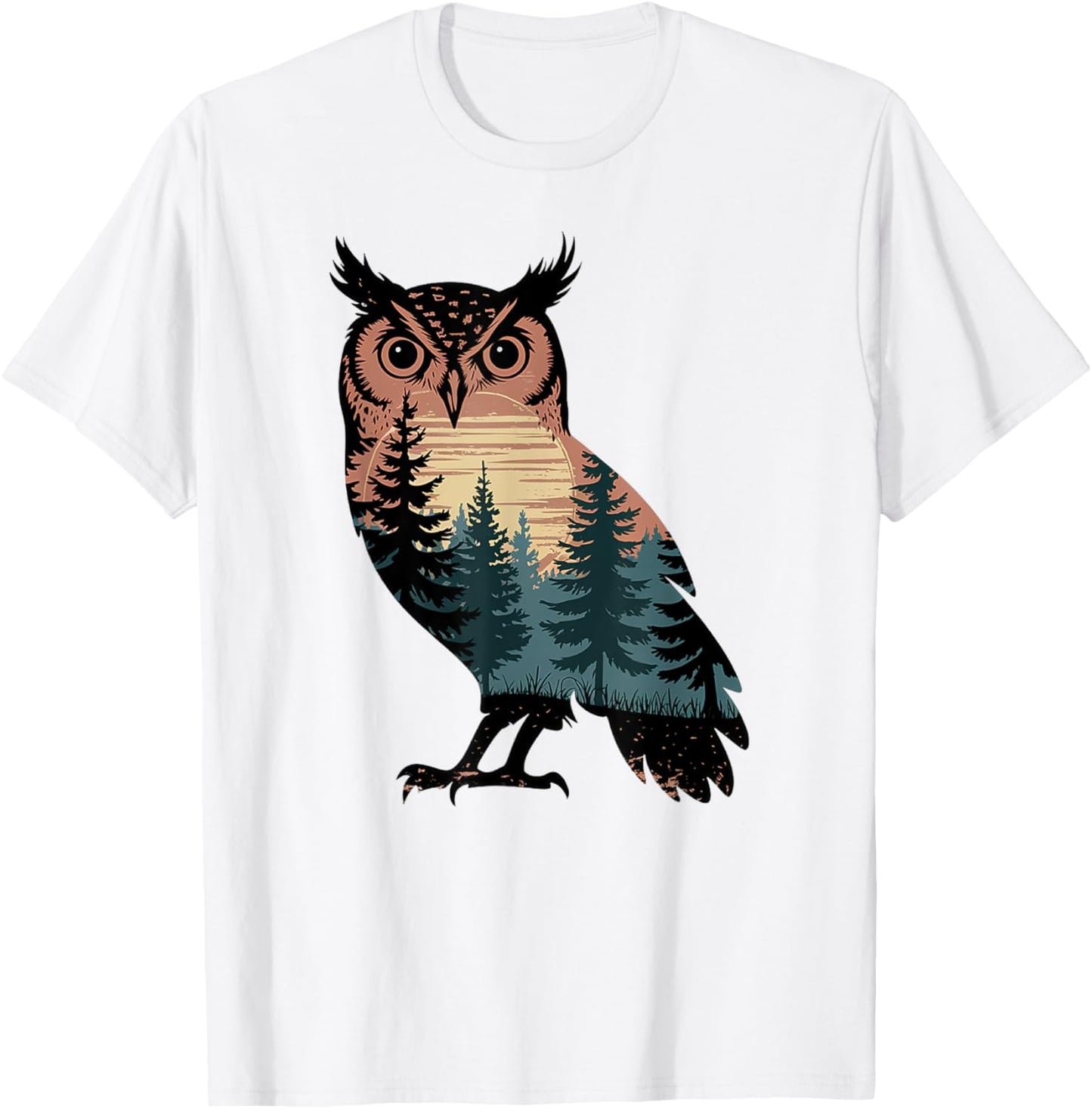 Owl Hunting Hiking Outdoor Camping Forest Men Women Owl T-Shirt - T-Shirt | White