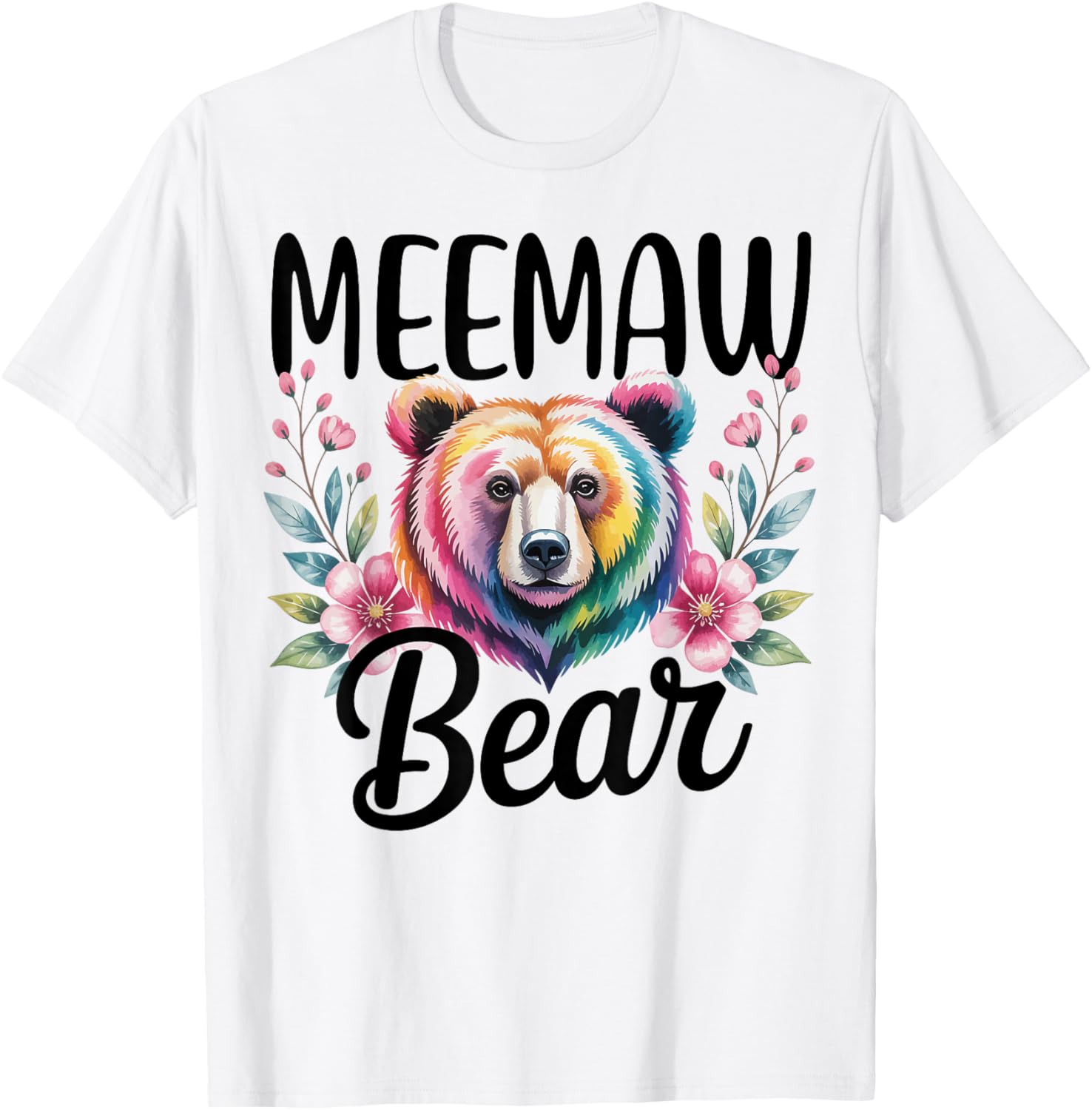 Meemaw Bear Floral Graphic for Mothers Day Moments T-Shirt - T-Shirt | White