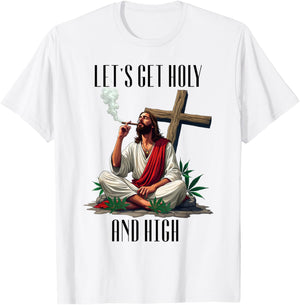 Happy Easter 420 Weed Easter Jesus Marijuana 2025 Funny T-Shirt - T-Shirt | White