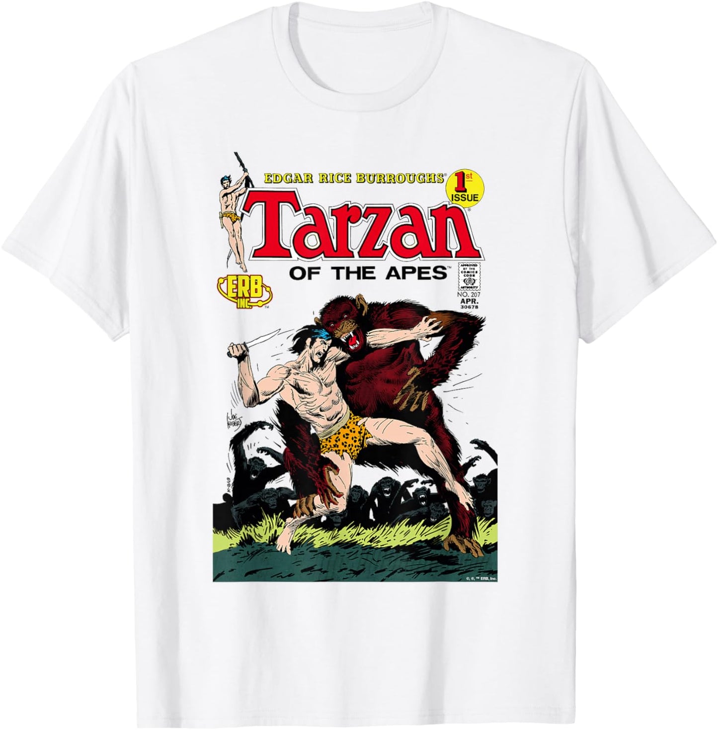 Tarzan Of The Apes Fight Comic Book Cover Art T-Shirt - T-Shirt | White