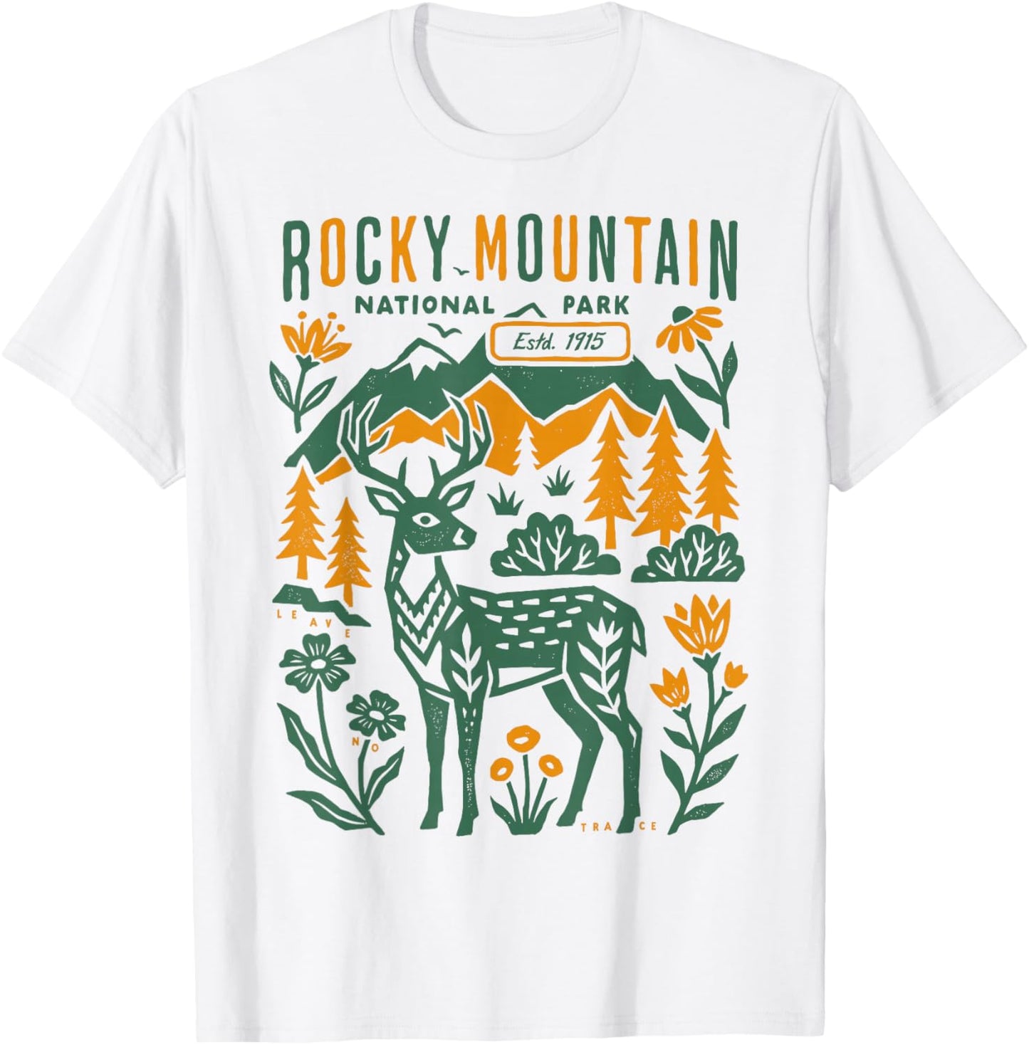 Rocky Mountains Park Rustic Folk Art Women Men Kids T-Shirt - T-Shirt | White