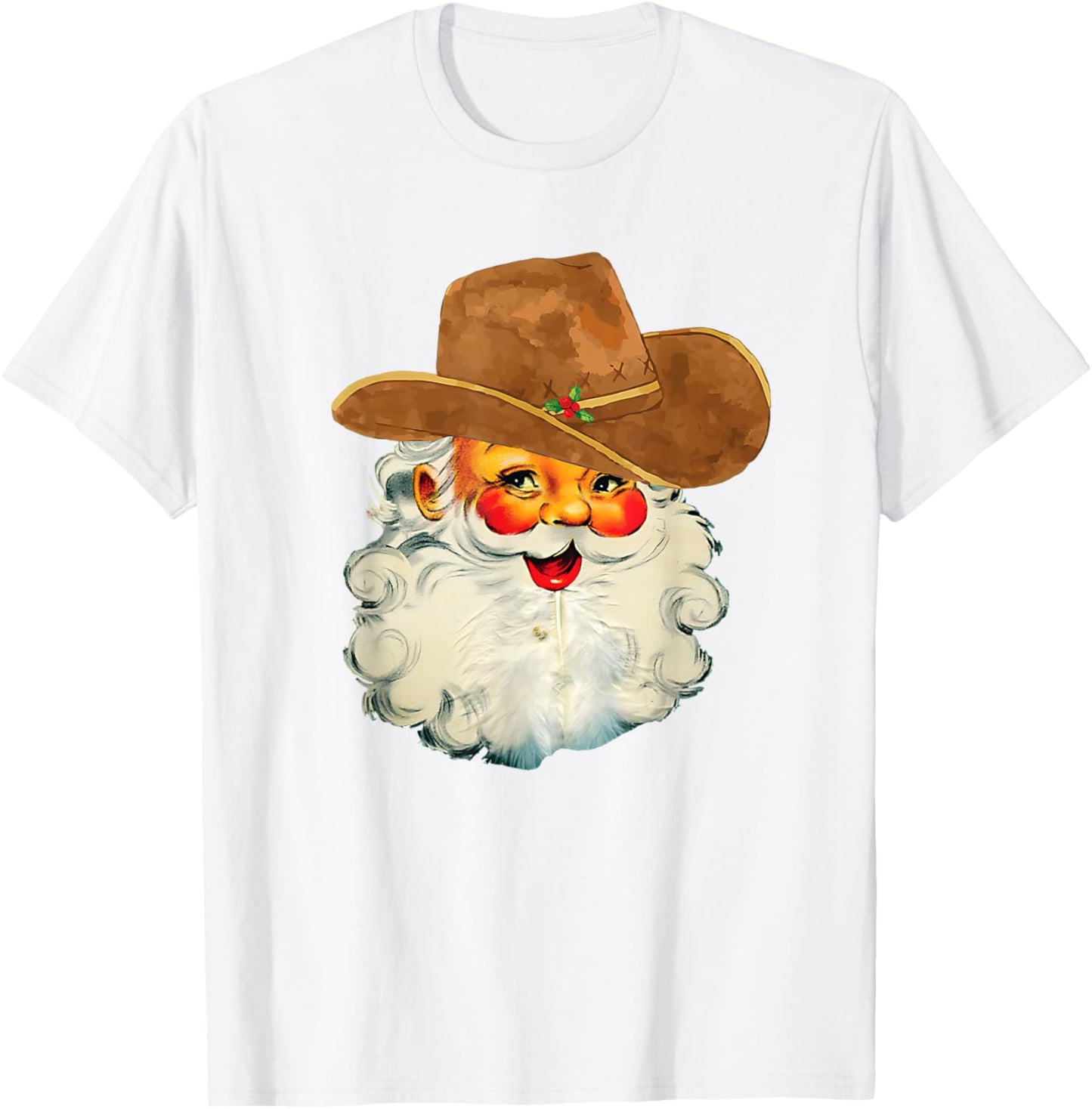 Santa Cowboy Western Christmas Xmas Holiday Pajamas T-Shirt - T-Shirt | White