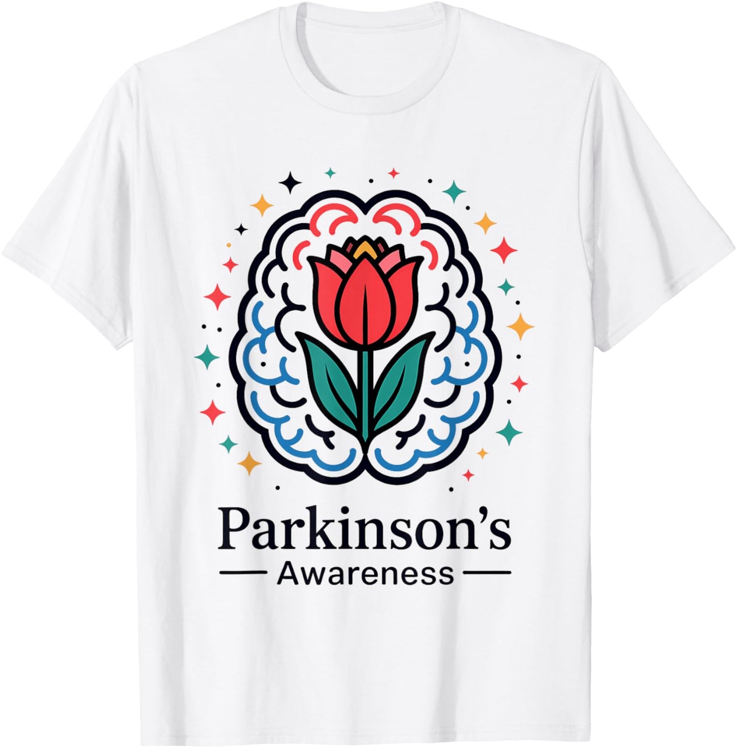 Parkinson’s Awareness Brain and Tulip T-Shirt - T-Shirt | White
