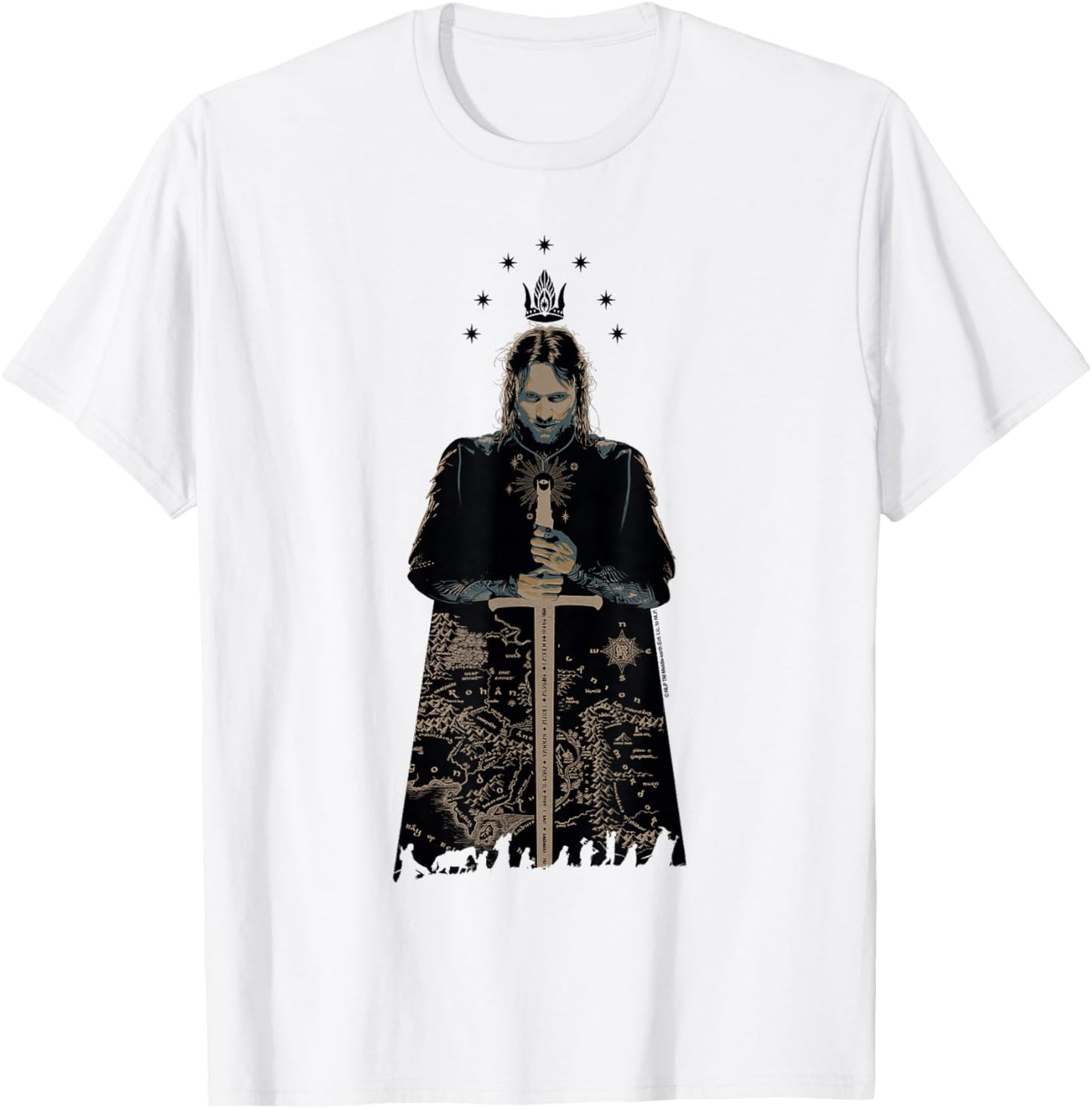 The Lord of the Rings King Aragorn Middle Earth Map T-Shirt - T-Shirt | White