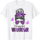 Fibromyalgia Awareness Messy Bun Purple Ribbon warrior T-Shirt - T-Shirt | White