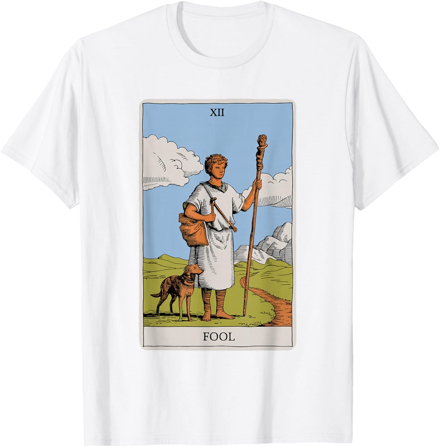 The Fool Tarot Card Vintage Design T-Shirt - T-Shirt | White