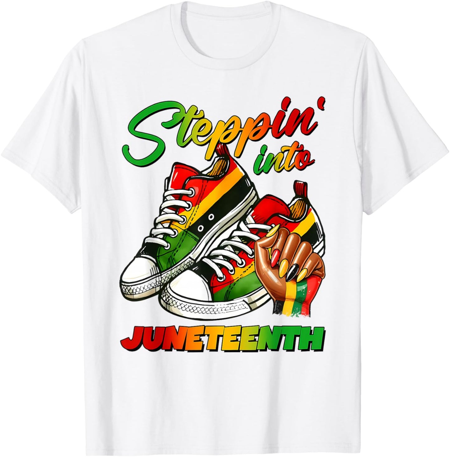 Steppin' Into Juneteenth 1865 Black History Women Girl Queen T-Shirt - T-Shirt | White