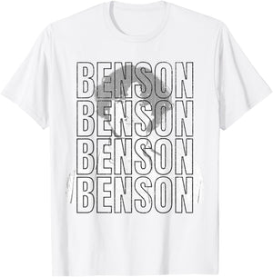 Benson First Name T With Glasses Personalized Vintage T-Shirt - T-Shirt | White