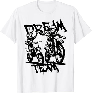 Geschenk Vater und Sohn Motocross Team Cross Motorrad Vatertag T-Shirt - T-Shirt | White