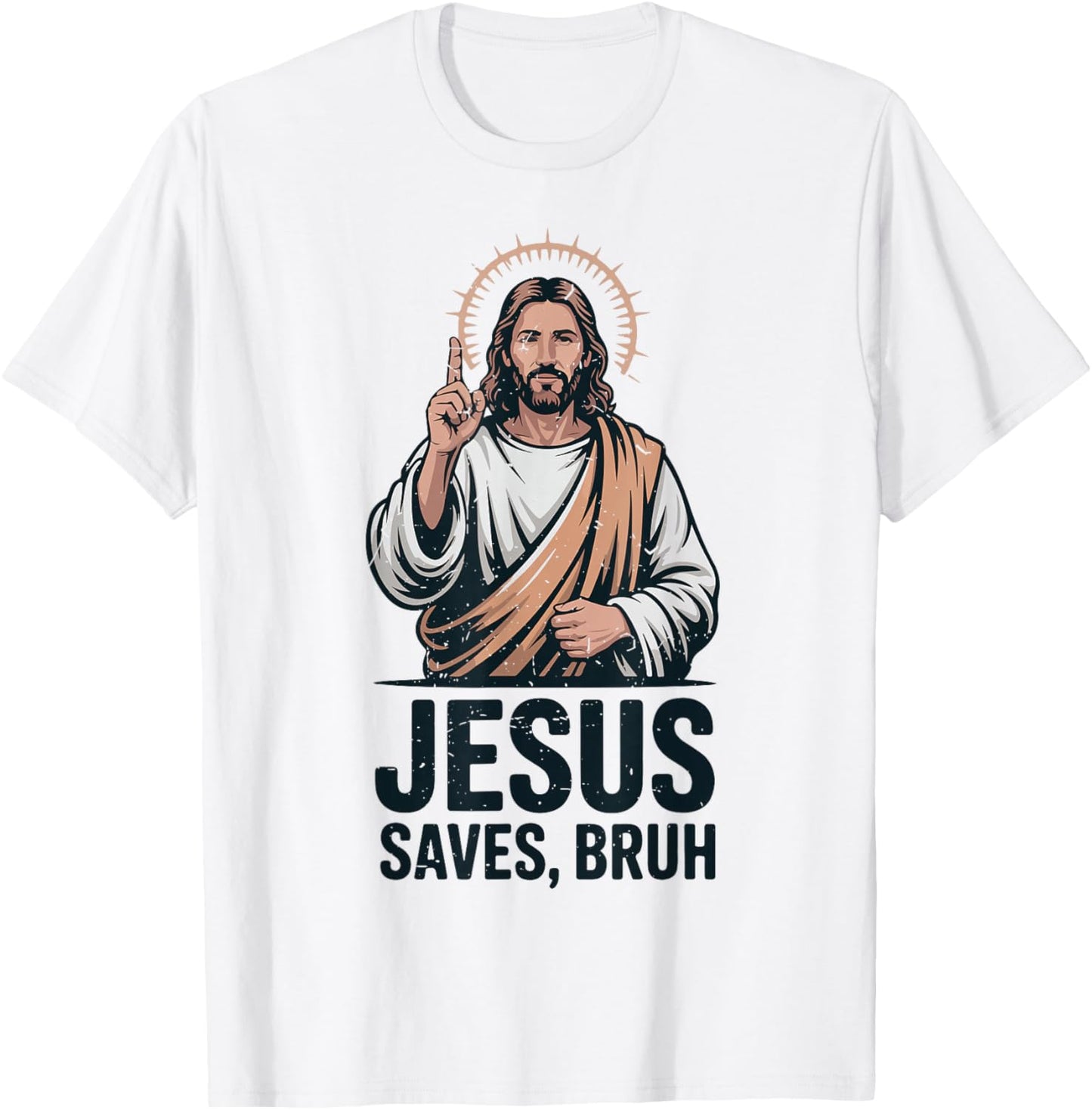 Jesus Saves Bruh Christ Meme Christian Humor Funny Easter T-Shirt - T-Shirt | White
