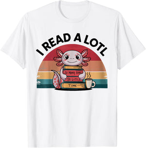 I Read Alotl Axolotl Retro Funny Reading Books Lover Vintage T-Shirt - T-Shirt | White