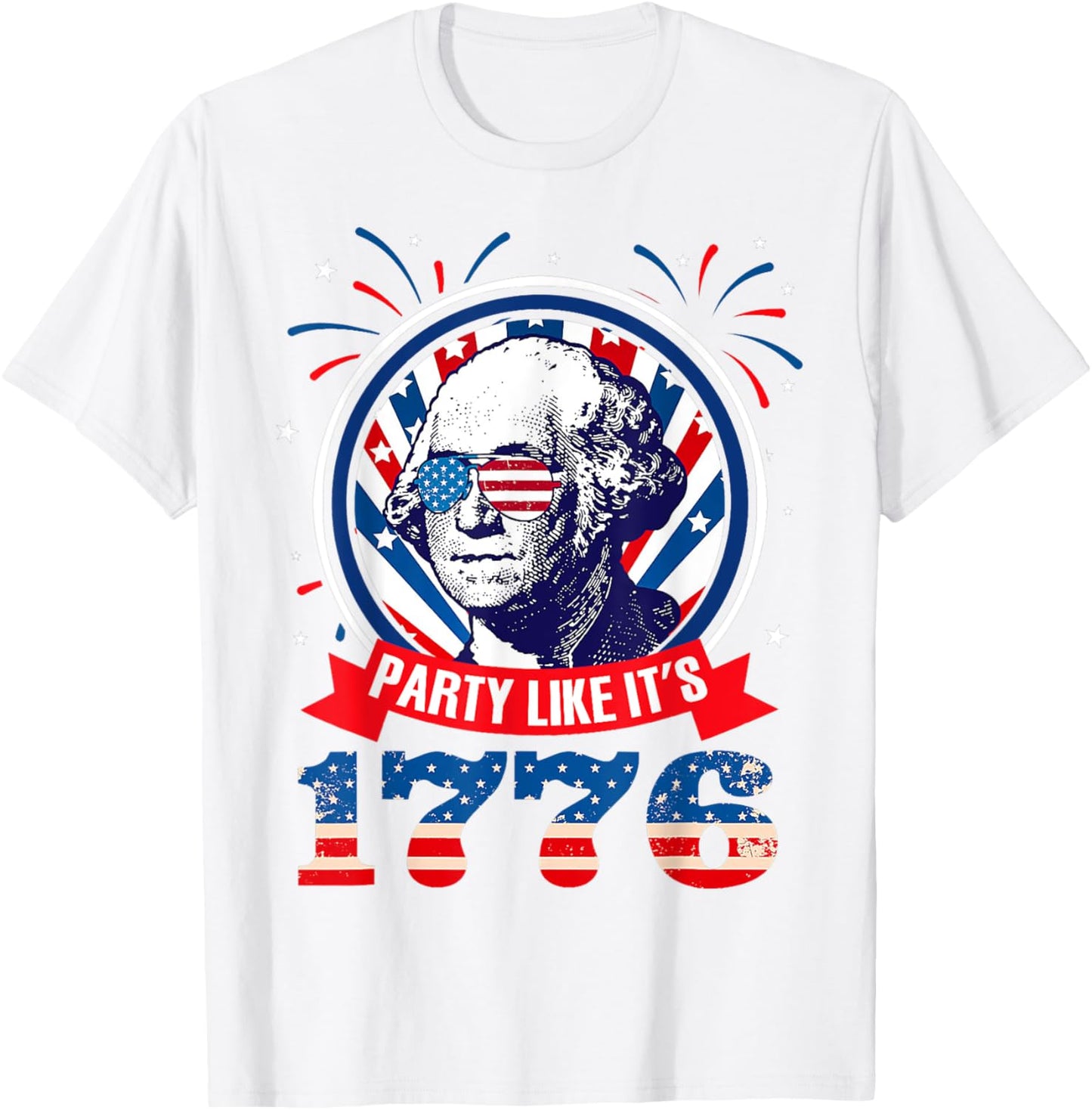 Funny Party Like It Is 1776 4th of July George Washington Men T-Shirt - T-Shirt | White