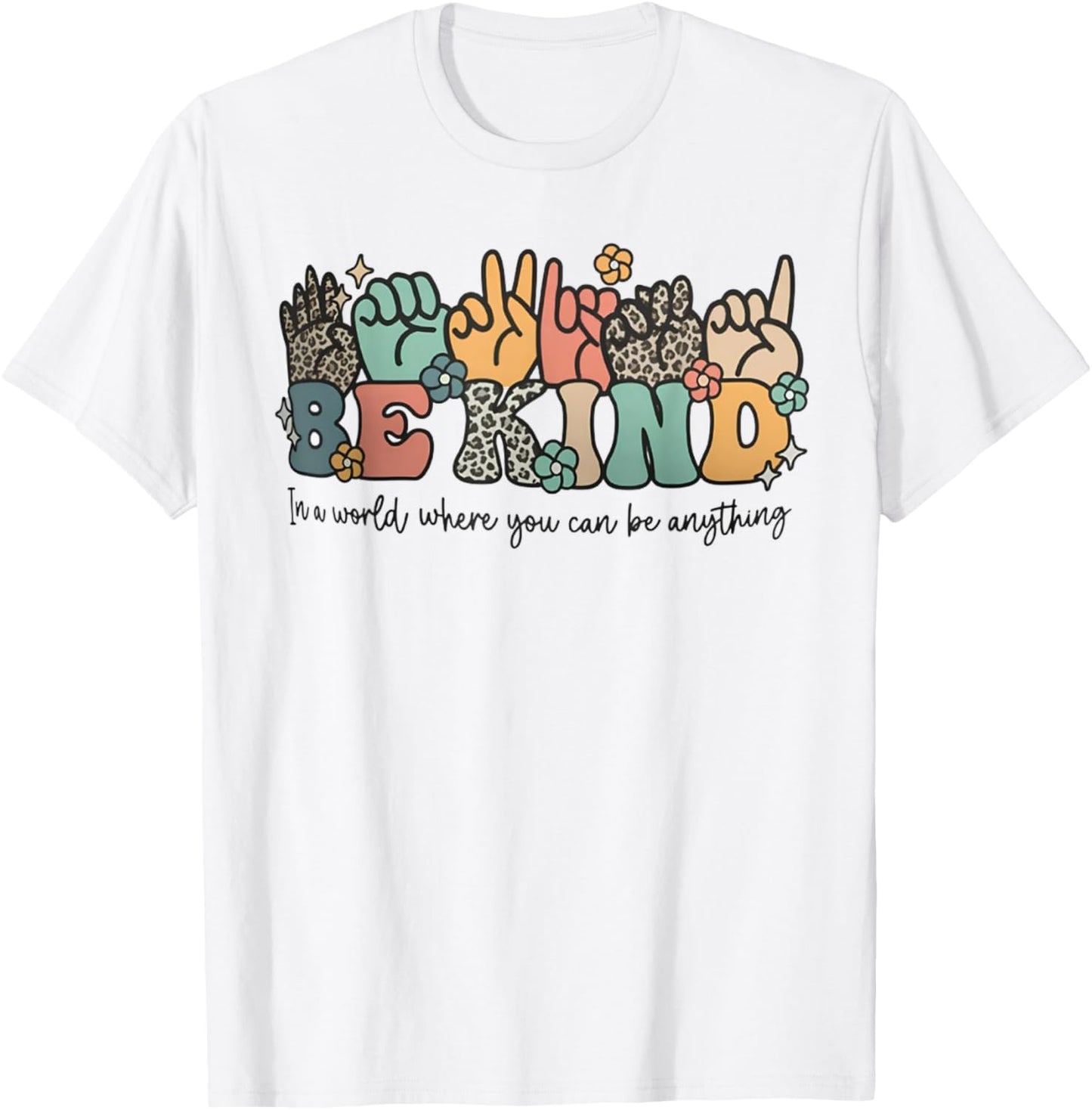 ASL Be Kind Sign Language Deaf Awareness T-Shirt - T-Shirt | White