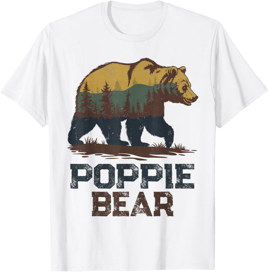 Poppie Bear Father's Day Vintage Birthday Christmas Poppie T-Shirt - T-Shirt | White