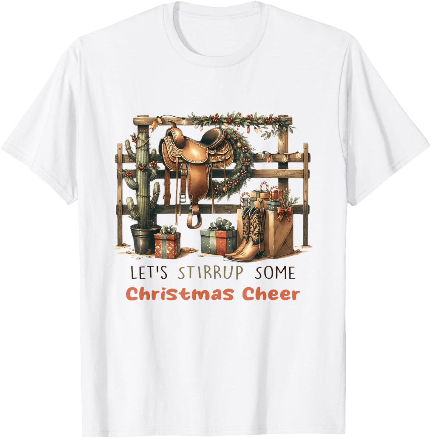 Funny Horse Lets Stirrup Some Christmas Cheer T-Shirt - T-Shirt | White