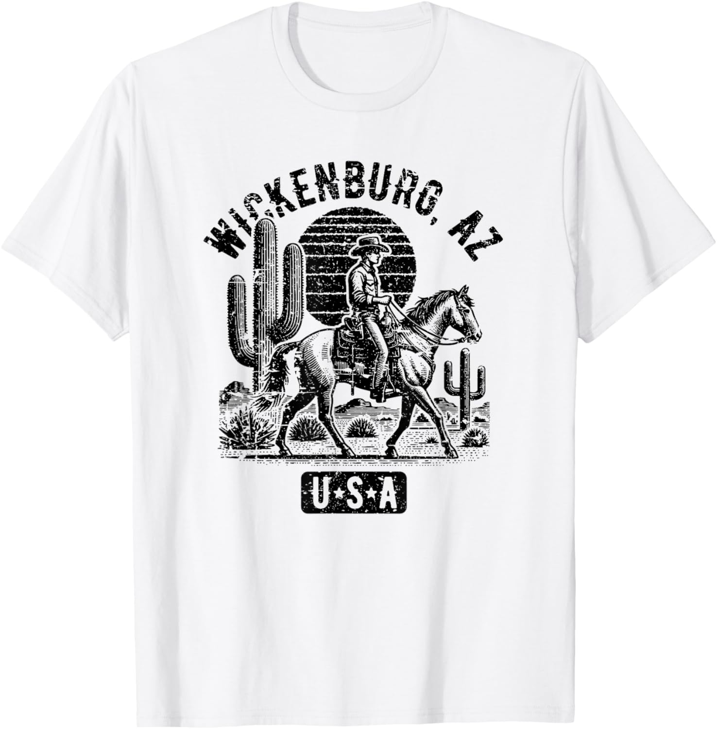 Wickenburg Arizona USA Cowboy Horse Vintage Style Design T-Shirt - T-Shirt | White