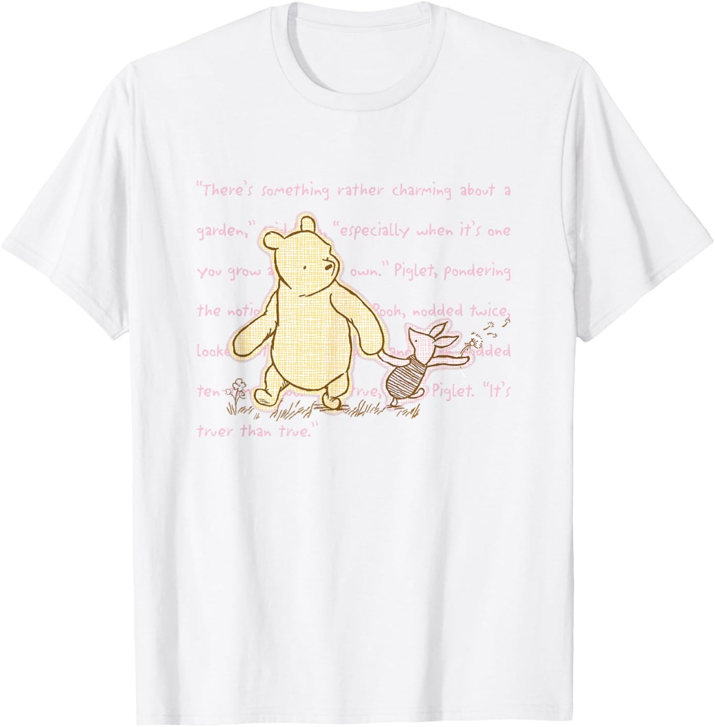 Disney Winnie The Pooh and Piglet Quote Cute Big Chest Logo T-Shirt - T-Shirt | White