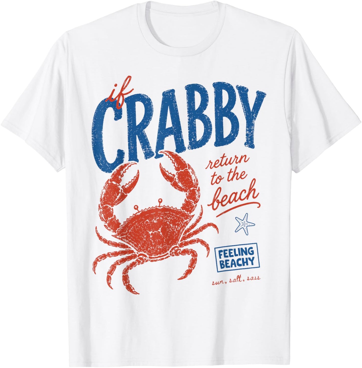 If Crabby Please Return to Beach Funny Summer Break Retro T-Shirt - T-Shirt | White