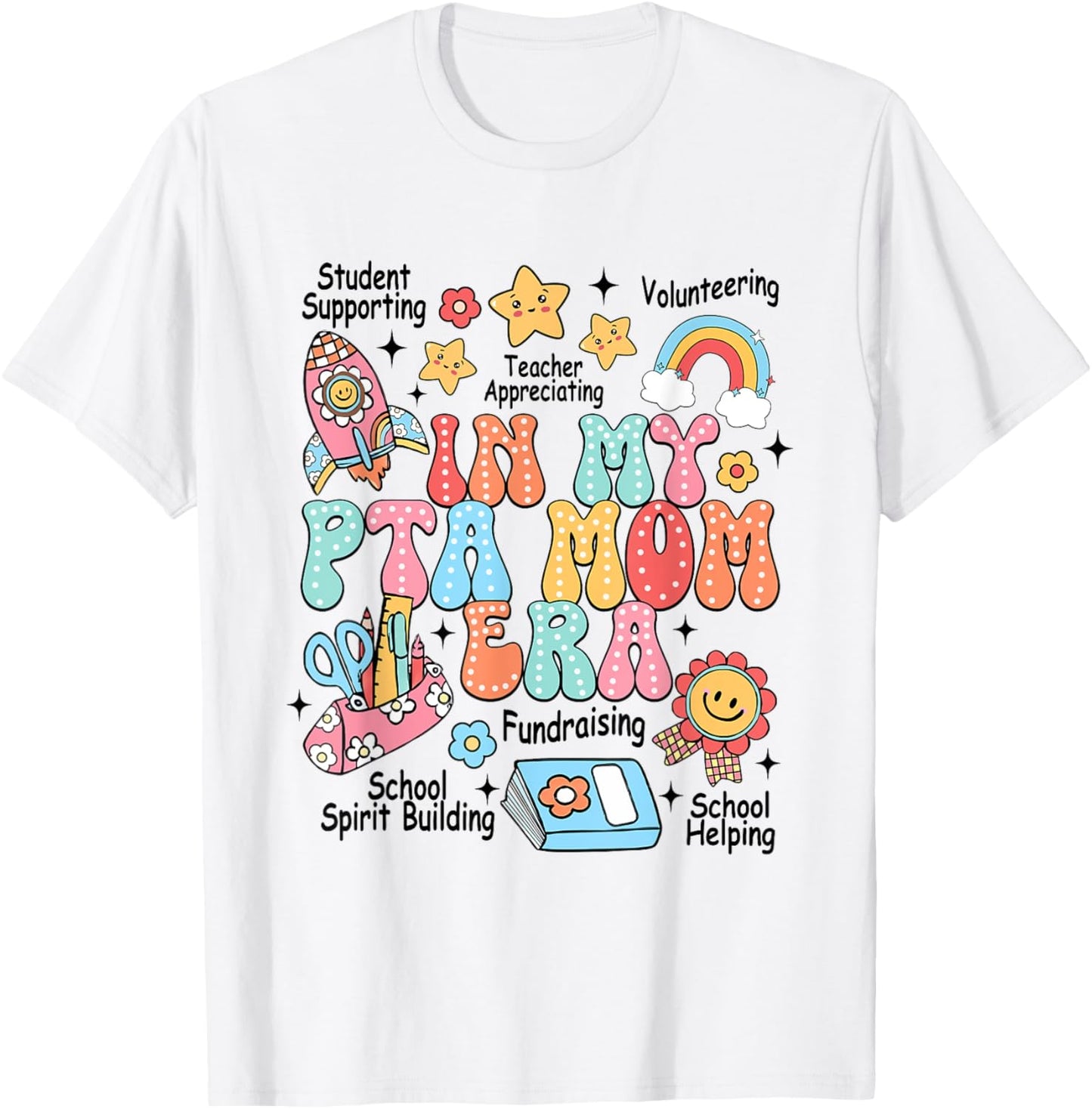 Retro In My PTA Mom Era Parent Organization Team Teacher T-Shirt - T-Shirt | White