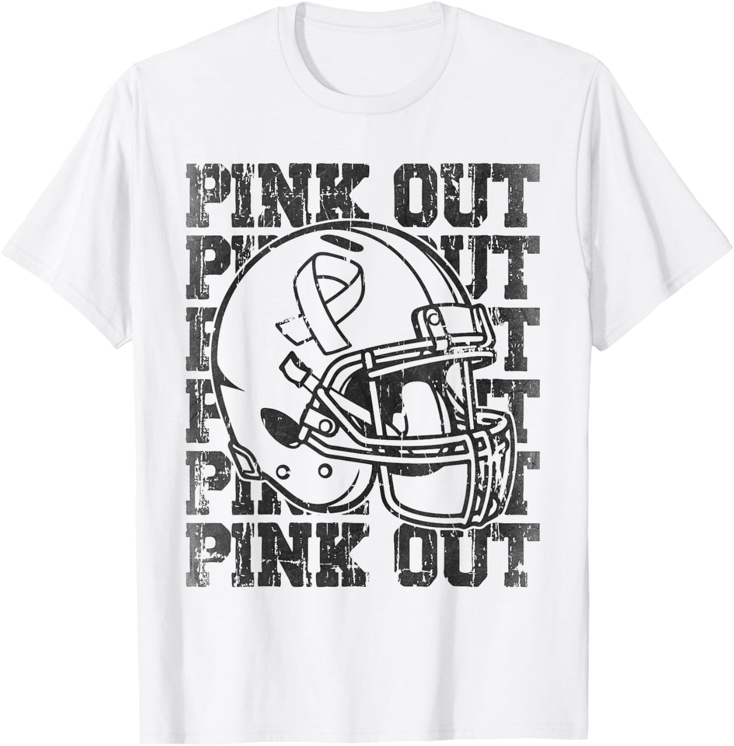 Pink Out Breast Cancer Awareness Football Mom Girls T-Shirt - T-Shirt | White