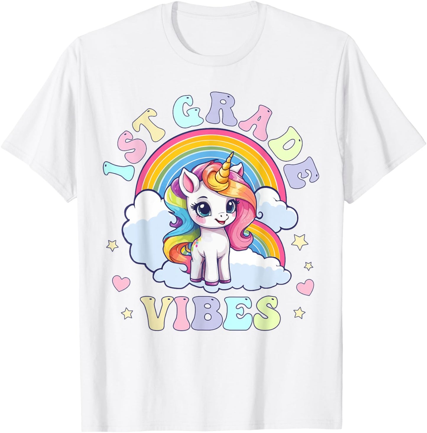 1st Grade Vibes Cute Back to School Unicorn First Grade Girl T-Shirt - T-Shirt | White