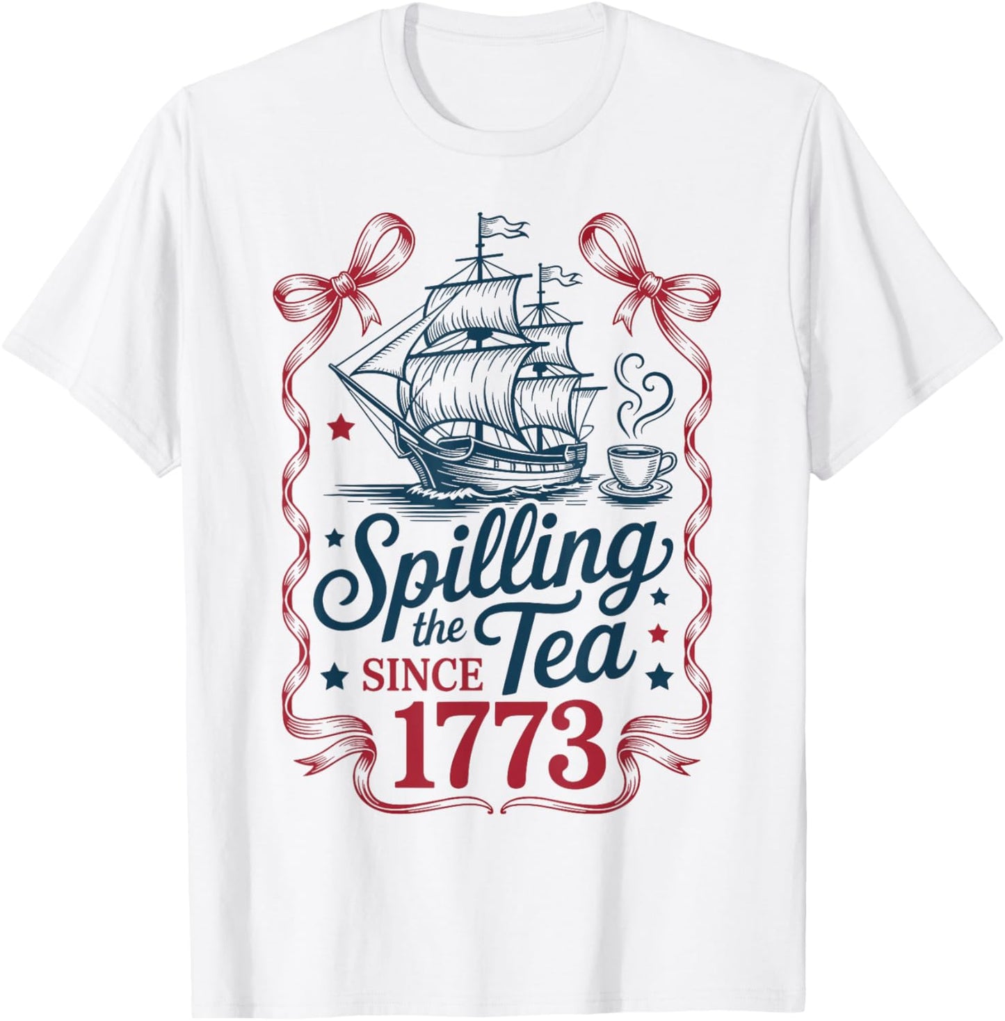 Spilling The Tea Since 1773 Vintage Us History T-Shirt - T-Shirt | White
