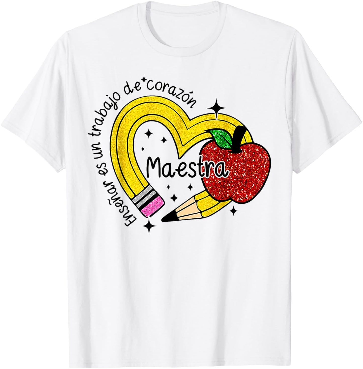 Maestra Spanish Teacher Rainbow Pencil Maestra T-Shirt - T-Shirt | White