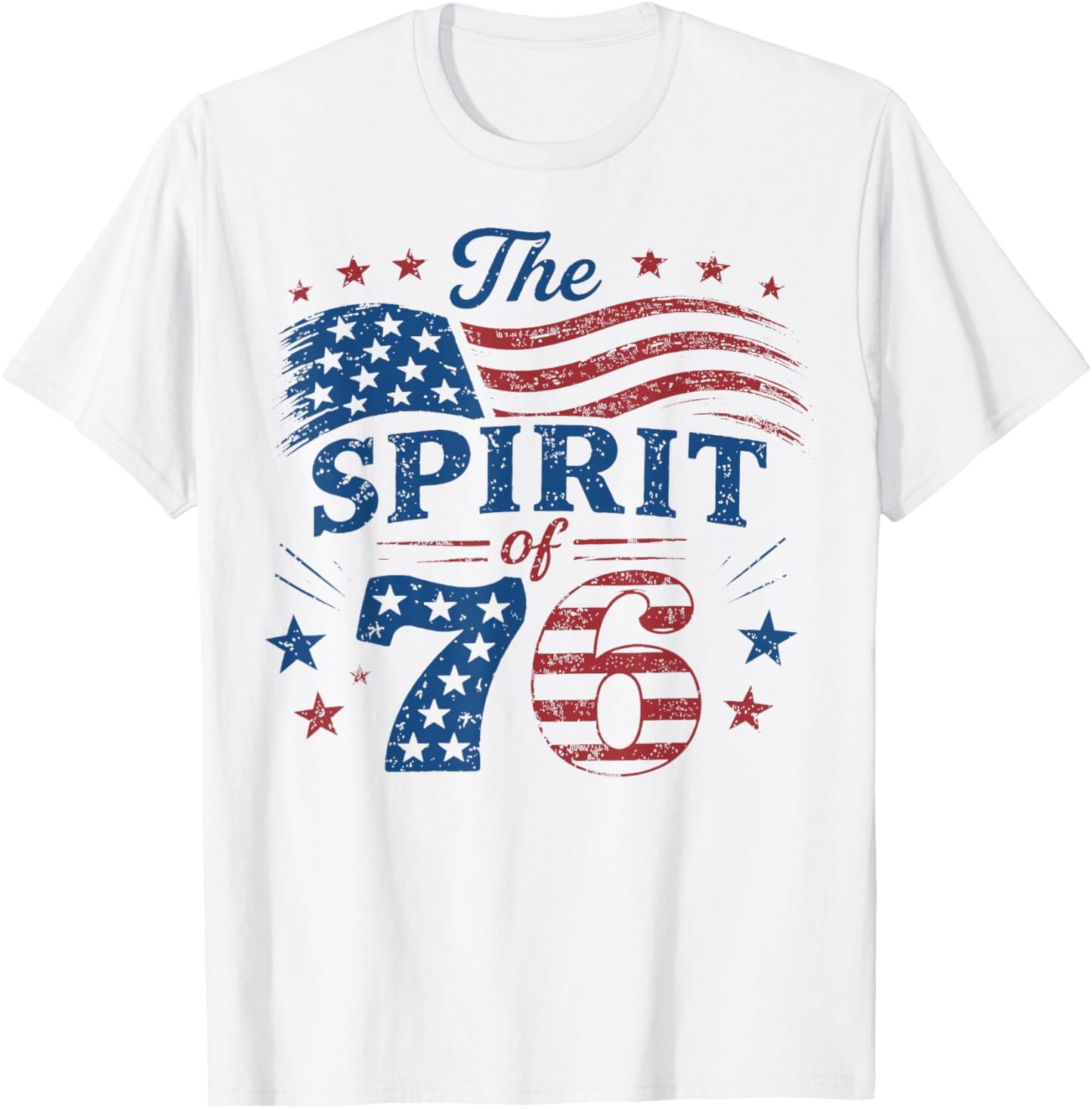 Retro Spirit of 76 250th Anniversary Patriotic American Flag T-Shirt - T-Shirt | White