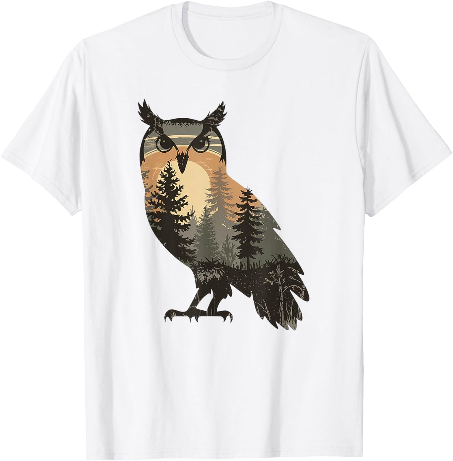 Owl Hunting Hiking Outdoor Camping Forest Men Women Owl T-Shirt - T-Shirt | White