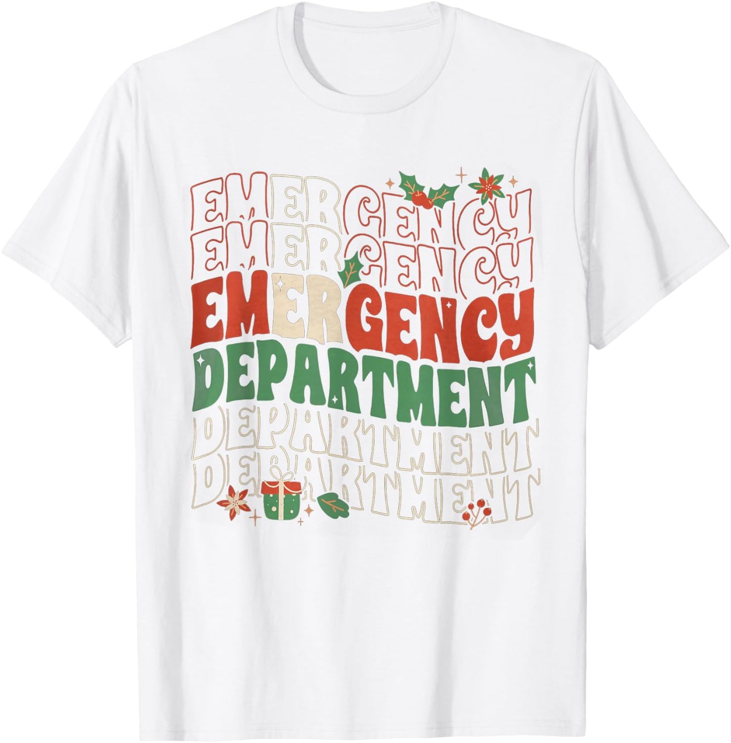 Emergency Department Christmas Holiday ER Nurse ED Nurse T-Shirt - T-Shirt | White