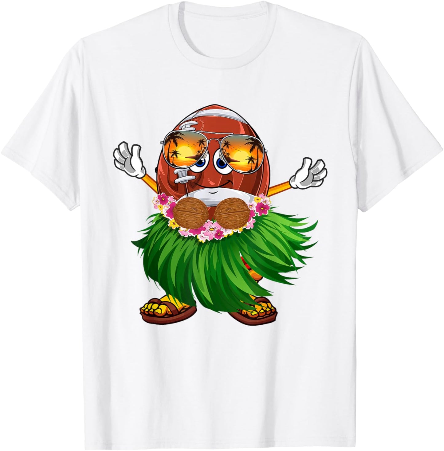 Funny Hawaii Football Ball Hawaiian Tropical Summer Vacation T-Shirt - T-Shirt | White