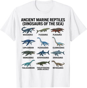 Ancient Marine Reptiles Chart Prehistoric Sea Creatures T-Shirt - T-Shirt | White