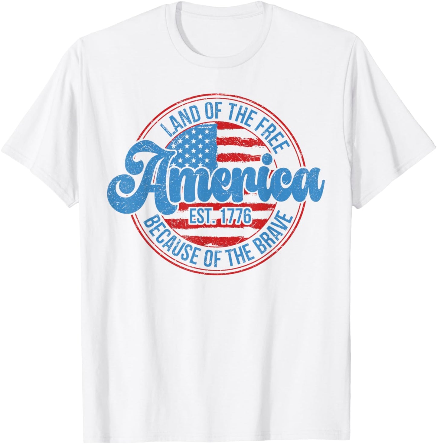 Land of the Free Because of the Brave 4th Of July USA Flag Kids Men T-Shirt - T-Shirt | White