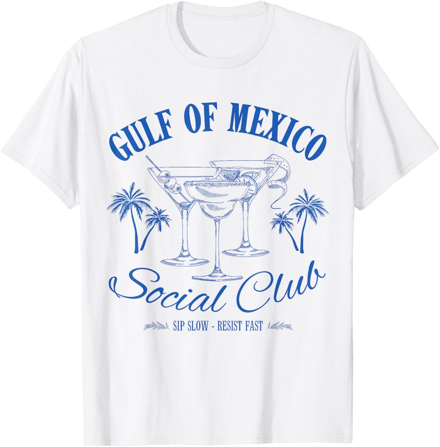 Gulf Of Mexico Social Club - Vintage Style Cocktail T-Shirt - T-Shirt | White