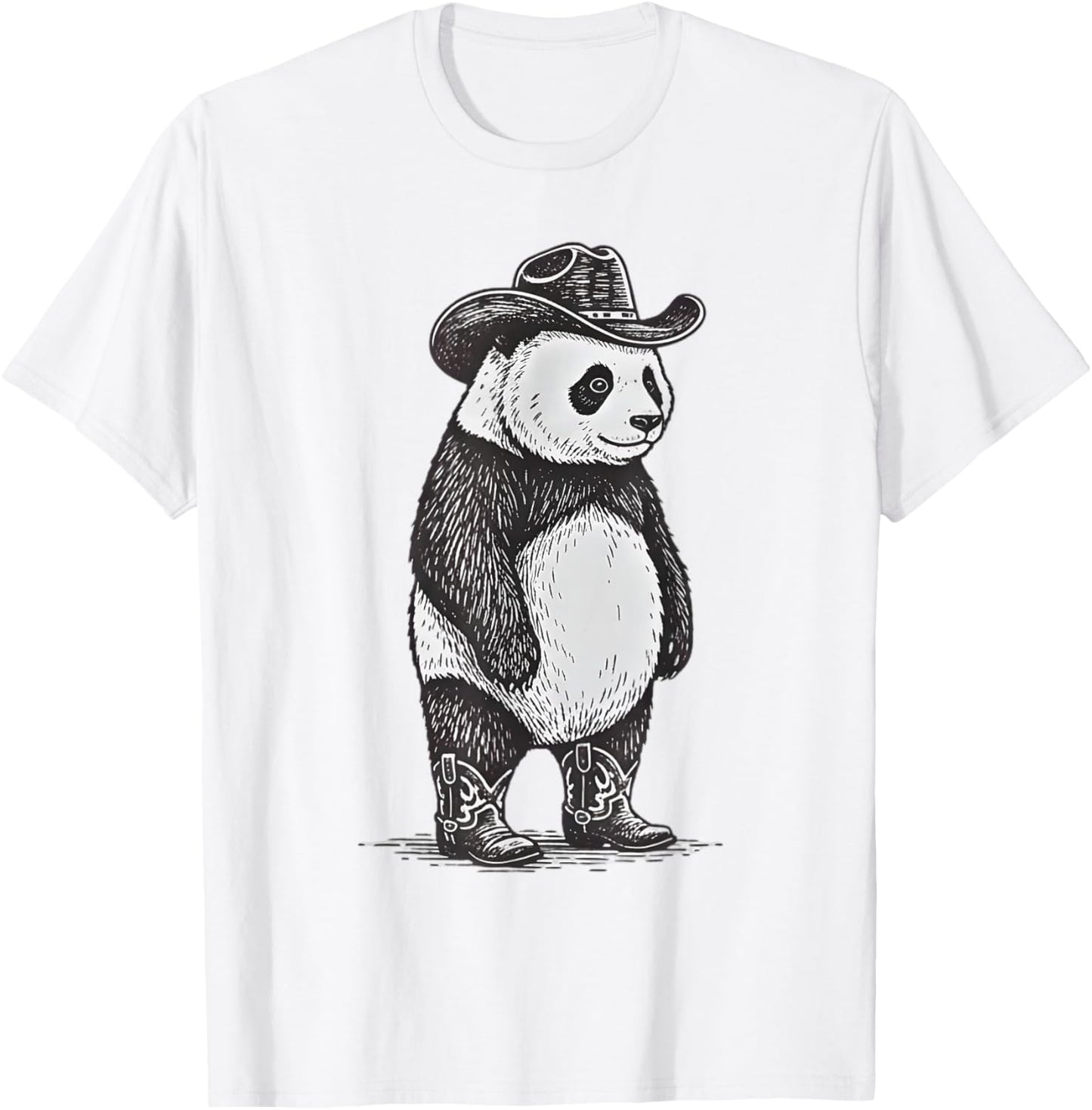 Vintage Panda Cowboy Cowgirl Funny Panda Western Country T-Shirt - T-Shirt | White
