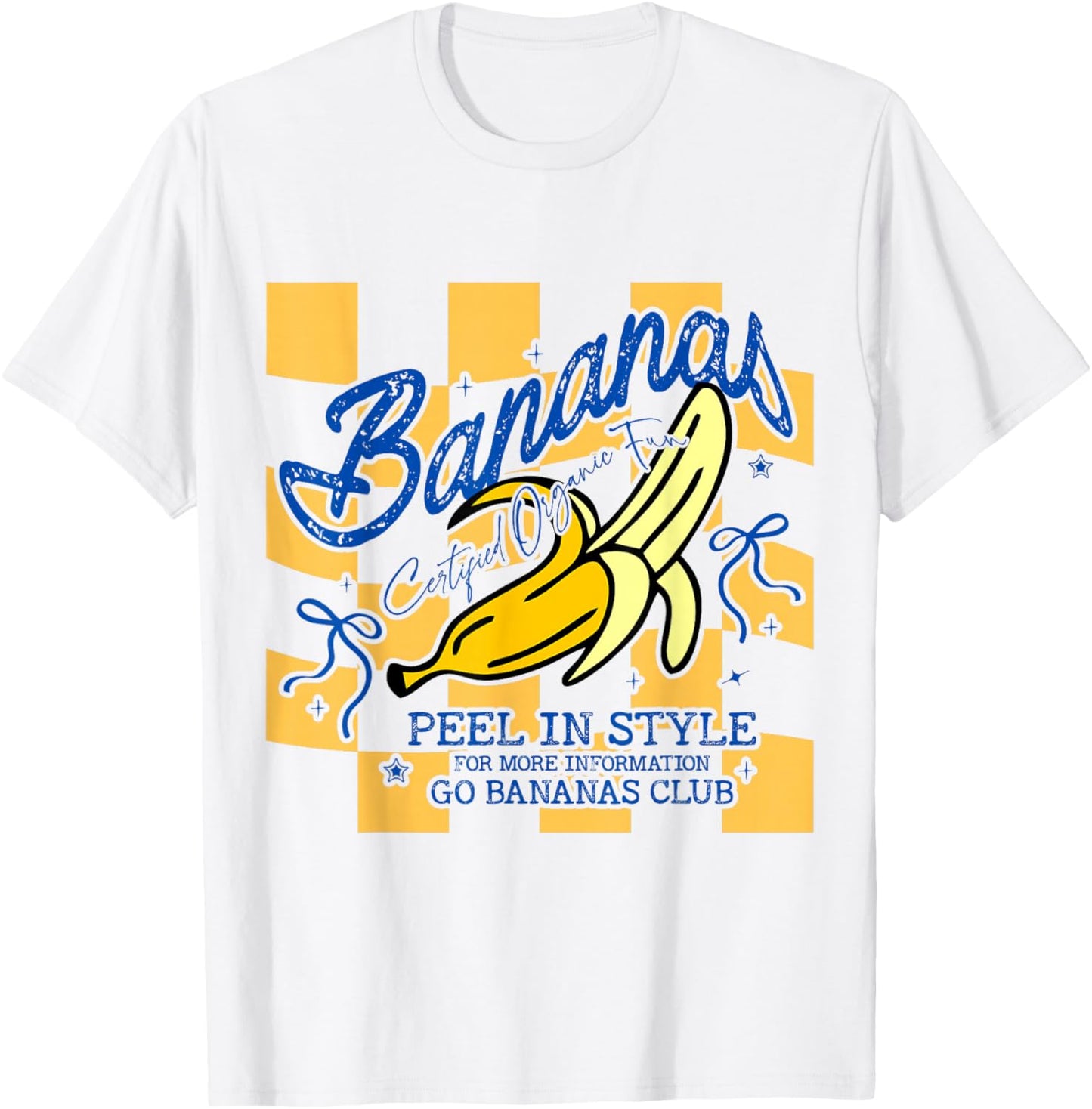 That's Bananas Funny Summer Striped Coquette Preppy T-Shirt - T-Shirt | White
