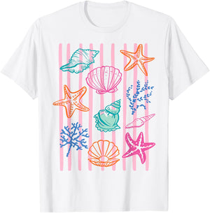 Seashell Starfish Coastal Beach Summer Ocean Lover T-Shirt - T-Shirt | White