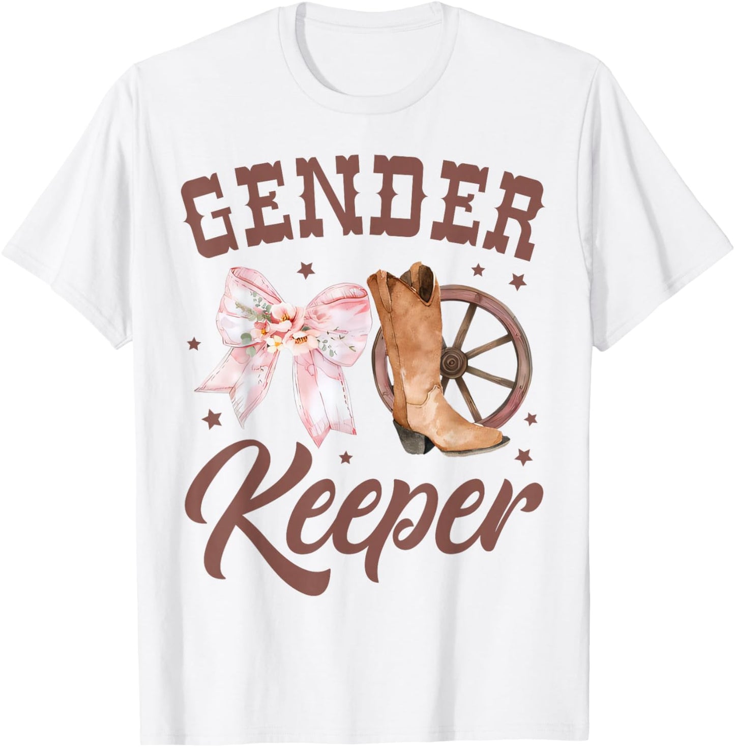 Western Gender Reveal Keeper of the Gender Baby Announcement T-Shirt - T-Shirt | White