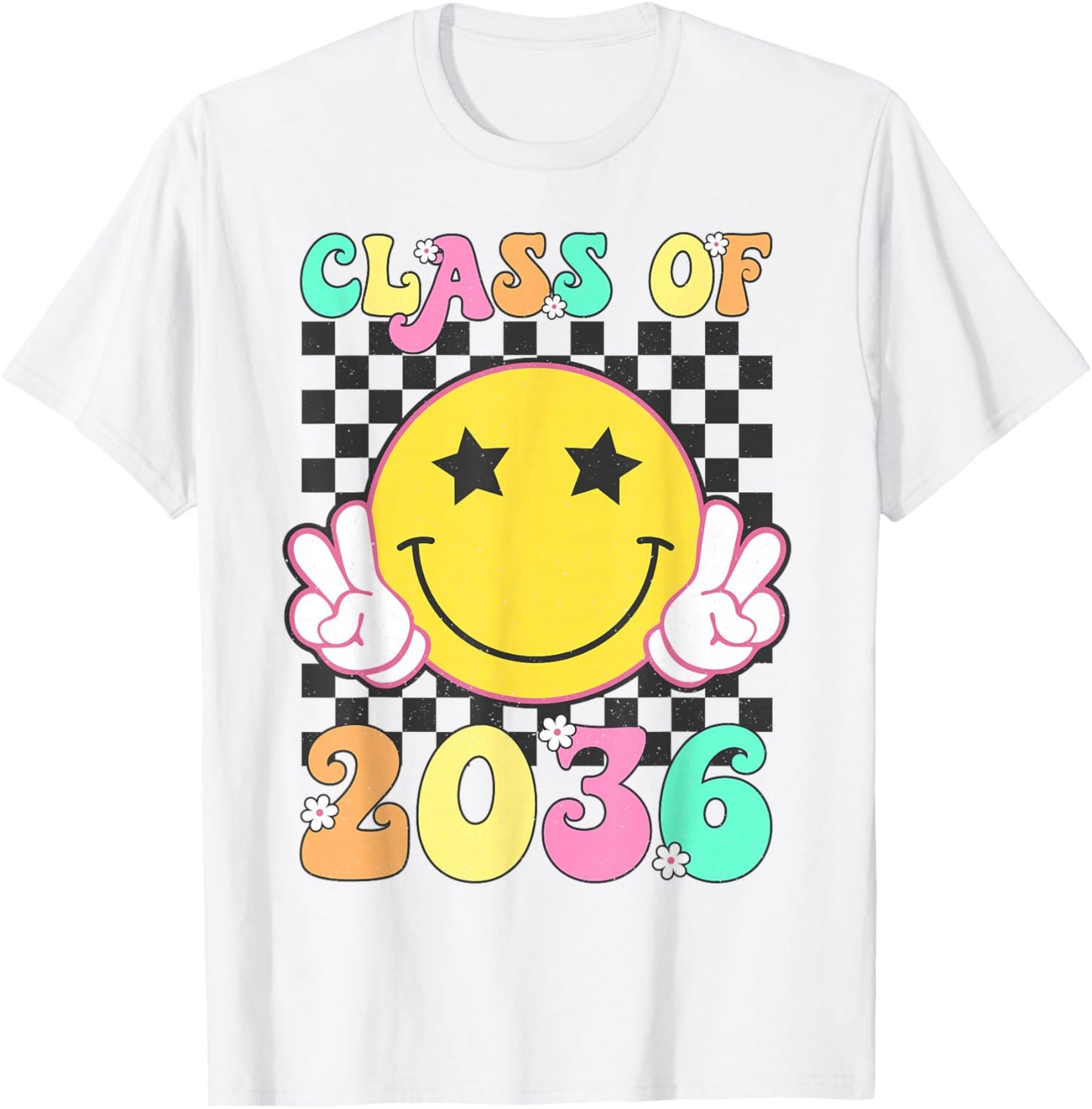 Retro Class of 2036 Grow With Me Back to School Kindergarten T-Shirt - T-Shirt | White