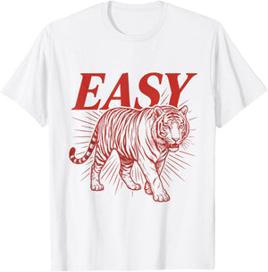 Easy Tiger Walking Vintage Distressed Grafik T-Shirt - T-Shirt | White
