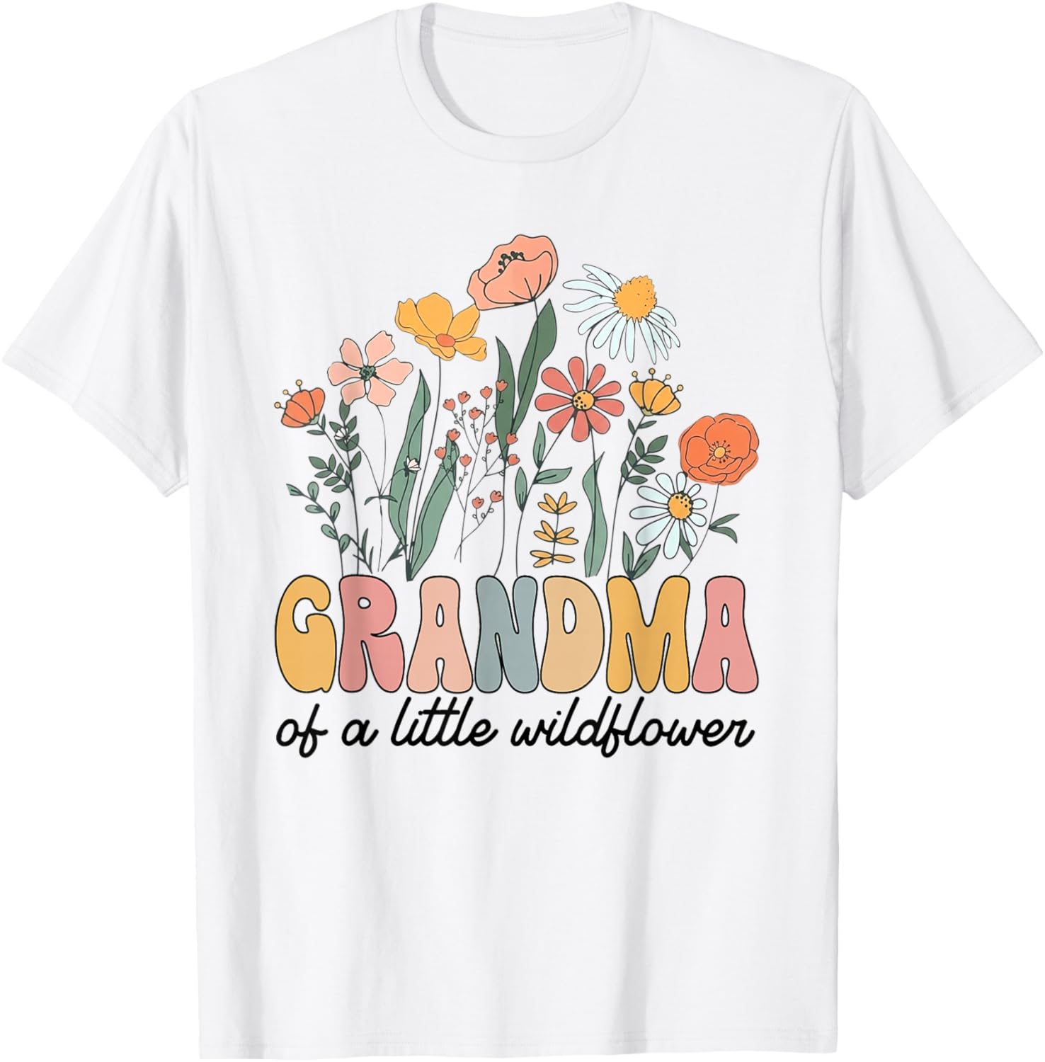 Grandma of The Little Wildflower Bday Party Baby Shower T-Shirt - T-Shirt | White