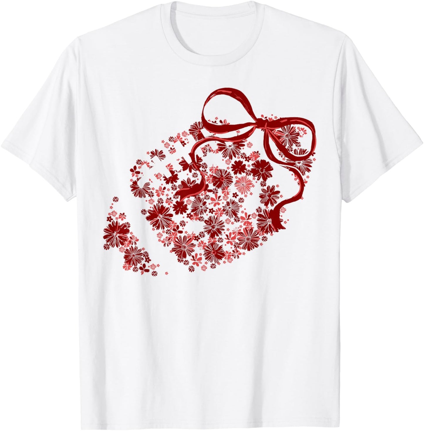 Floral Football Game Day Girly Coquette Team Spirit Maroon T-Shirt - T-Shirt | White