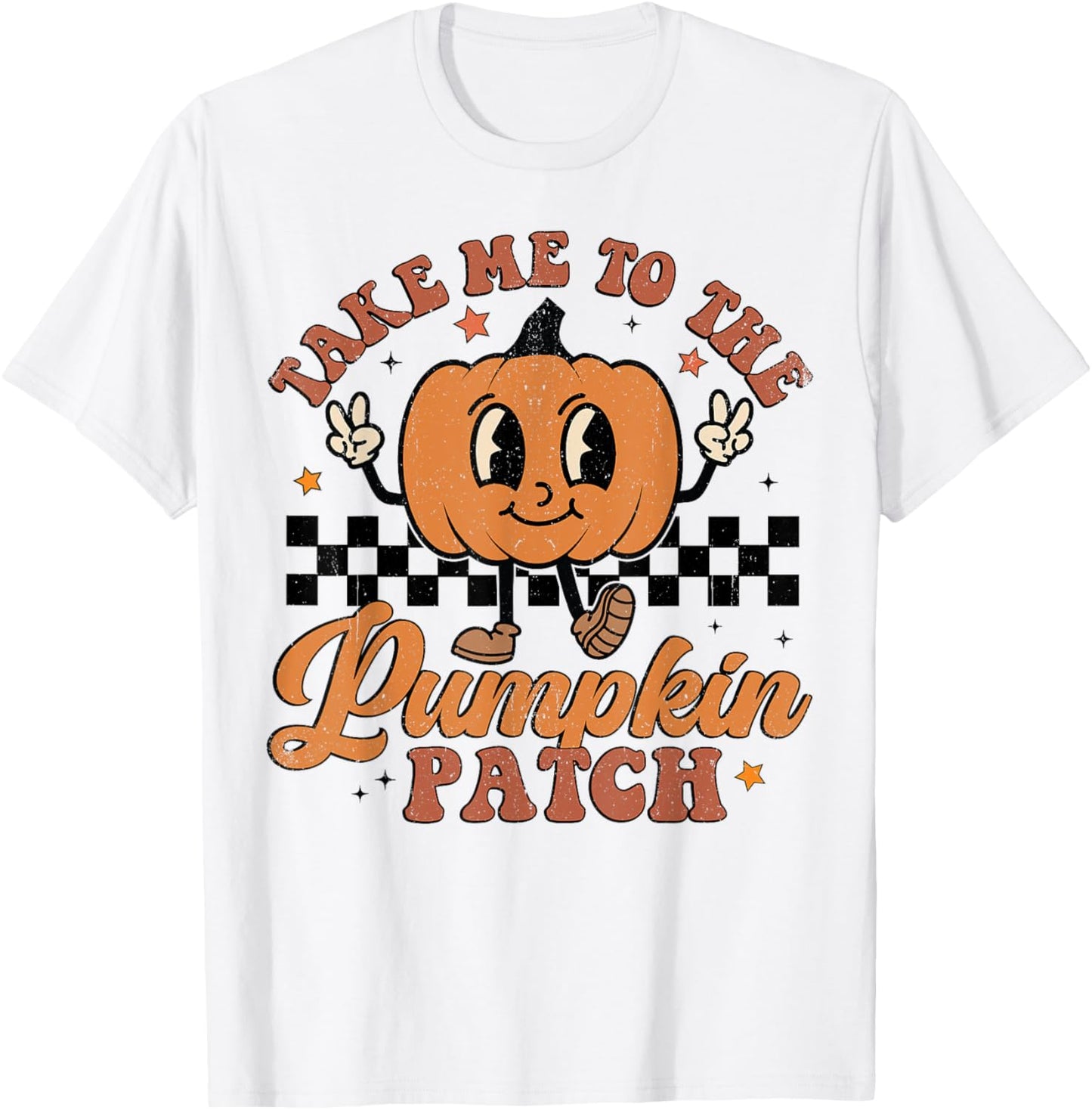 Retro Groovy Take Me To The Pumpkin Patch Fall Thanksgiving T-Shirt - T-Shirt | White