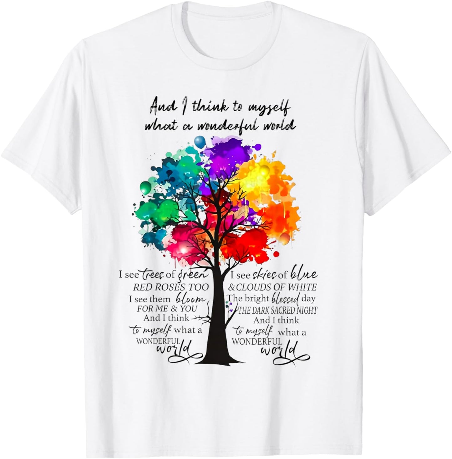 What a Wonderful World Positive Thinking Tree T-Shirt - T-Shirt | White