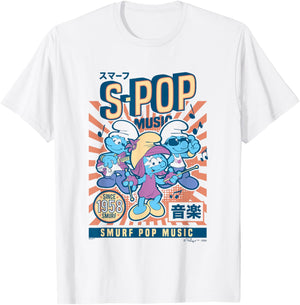 The Smurfs S-Pop Music Since 1958 Vintage Poster T-Shirt - T-Shirt | White